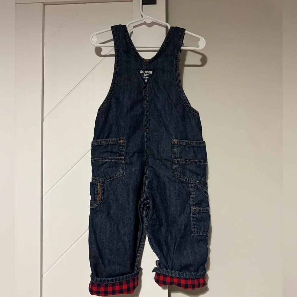 OshKosh B’gosh Infant Denim Overalls Flannel Lined 24M Vestbak